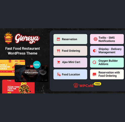 Gloreya – Food Ordering & Delivery Restaurant WordPress Theme Gloreya – Food Ordering & Delivery Restaurant WordPress Theme